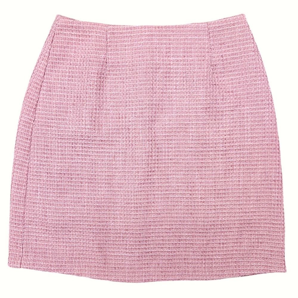 Pink Lily Tweed Mini Skirt Women S Pink Textured Lined Zip Back Coquette Preppy